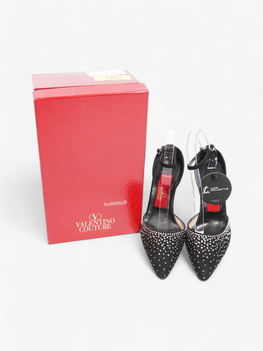 Valentino Diamante Pointed Heels 100mm Black Suede EU 38.5 UK 5.5 Image 10