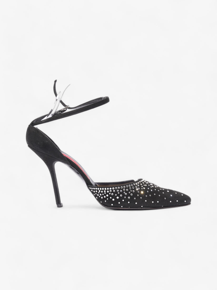 Valentino Diamante Pointed Heels 100mm Black Suede EU 38.5 UK 5.5 Image 4