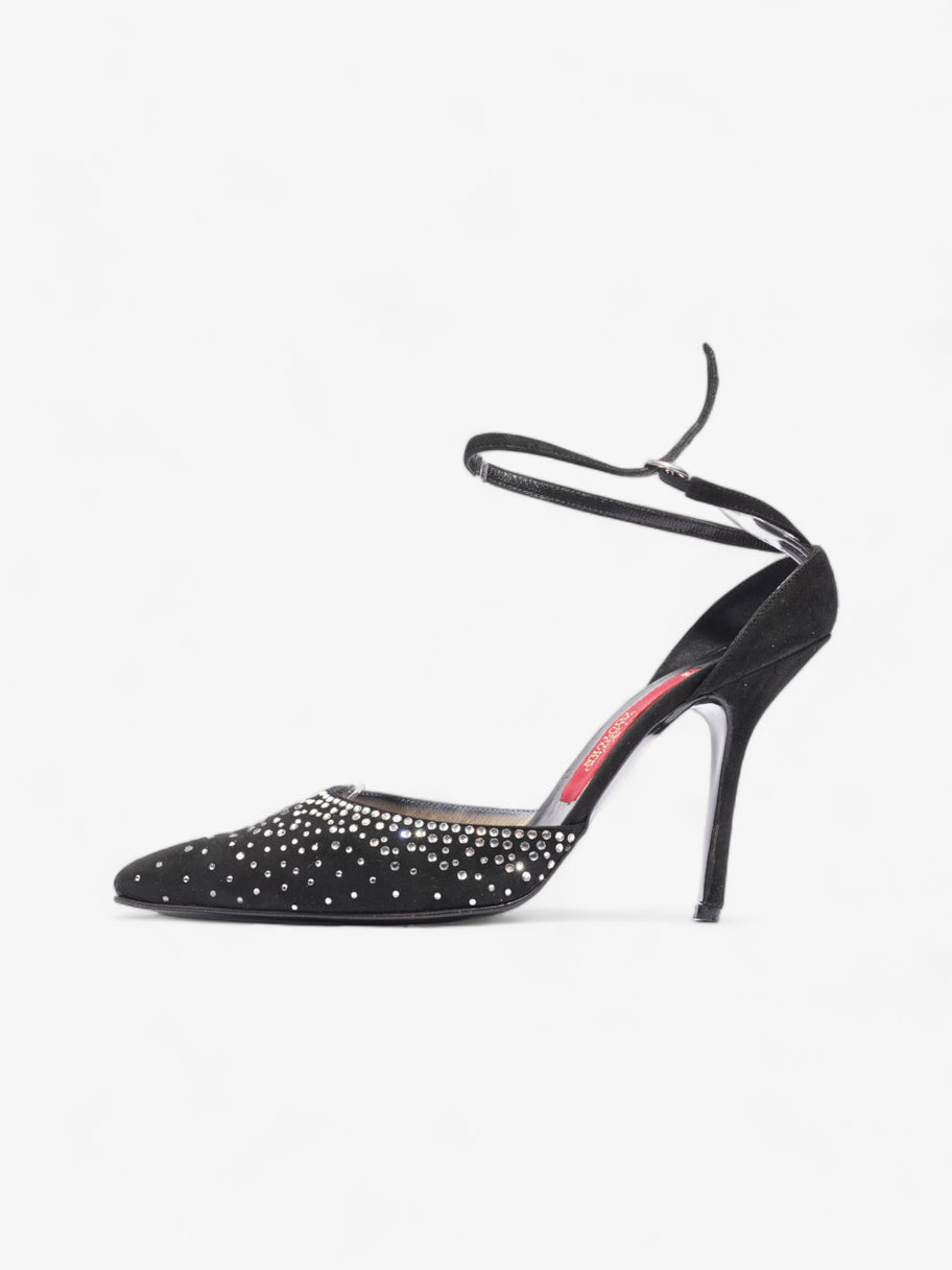 Valentino Diamante Pointed Heels 100mm Black Suede EU 38.5 UK 5.5 Image 5