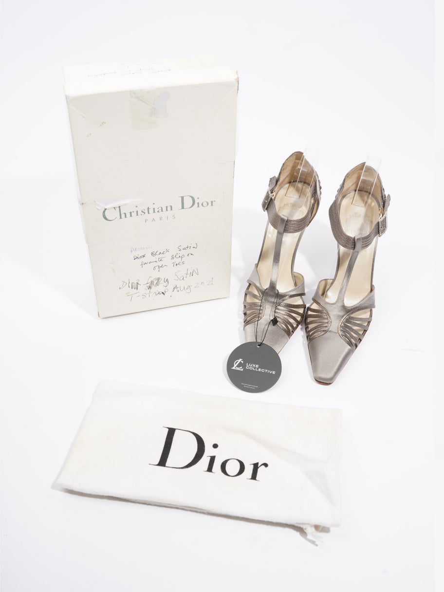 Christian Dior Strappy Pointed Heel 100mm Grey Satin EU 37.5 UK 4.5 Image 10