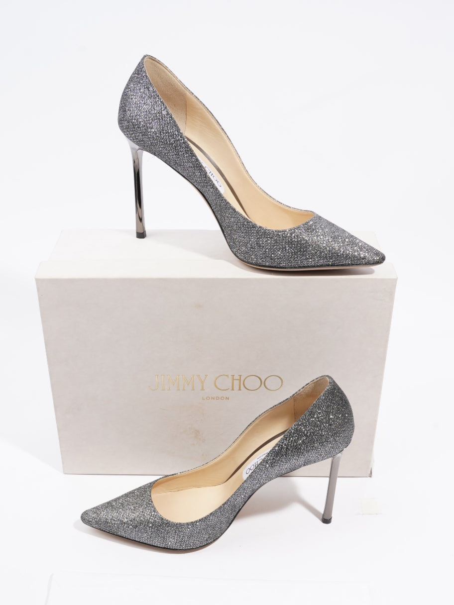 Jimmy Choo Romy Heels 100mm Silver Glitter EU 39 UK 6 Image 10