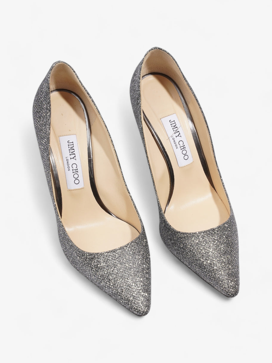 Jimmy Choo Romy Heels 100mm Silver Glitter EU 39 UK 6 Image 8