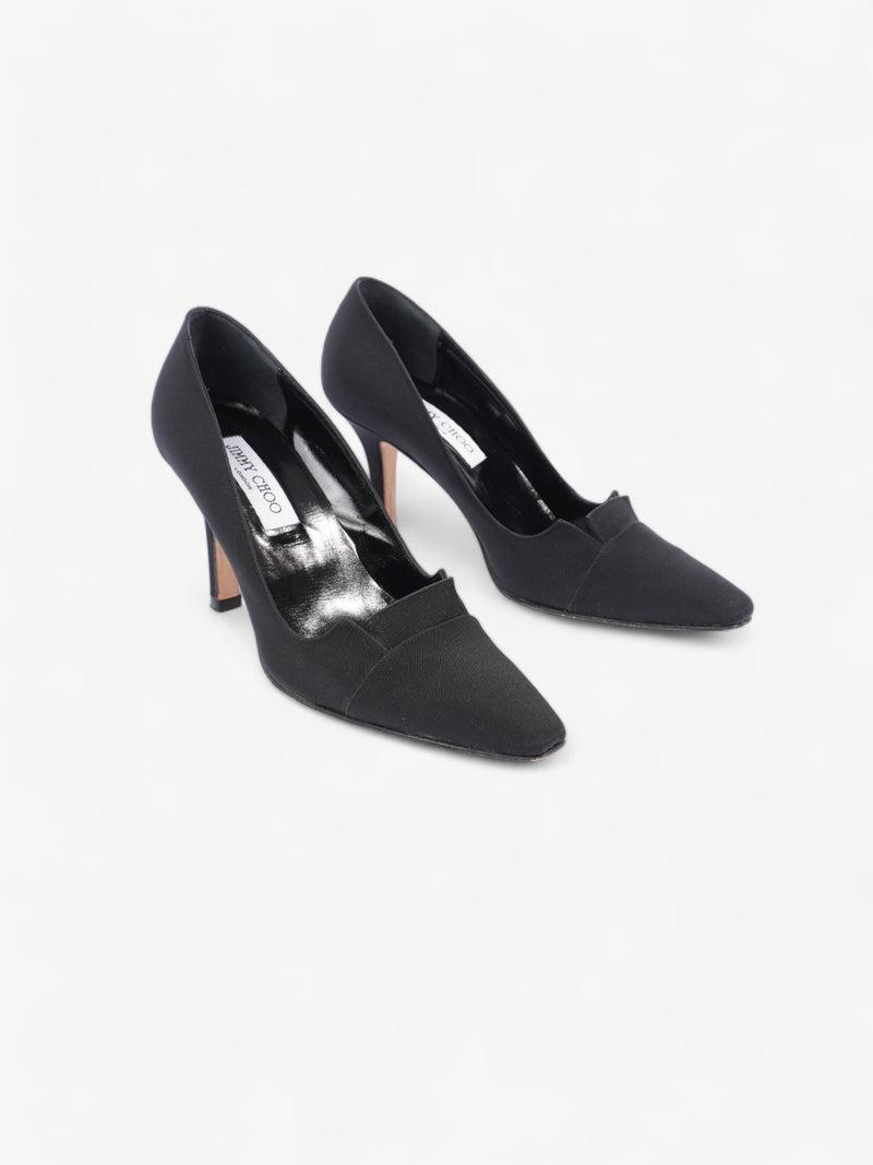  Jimmy Choo Pointed Heel 90mm Black Satin EU 38 UK 5