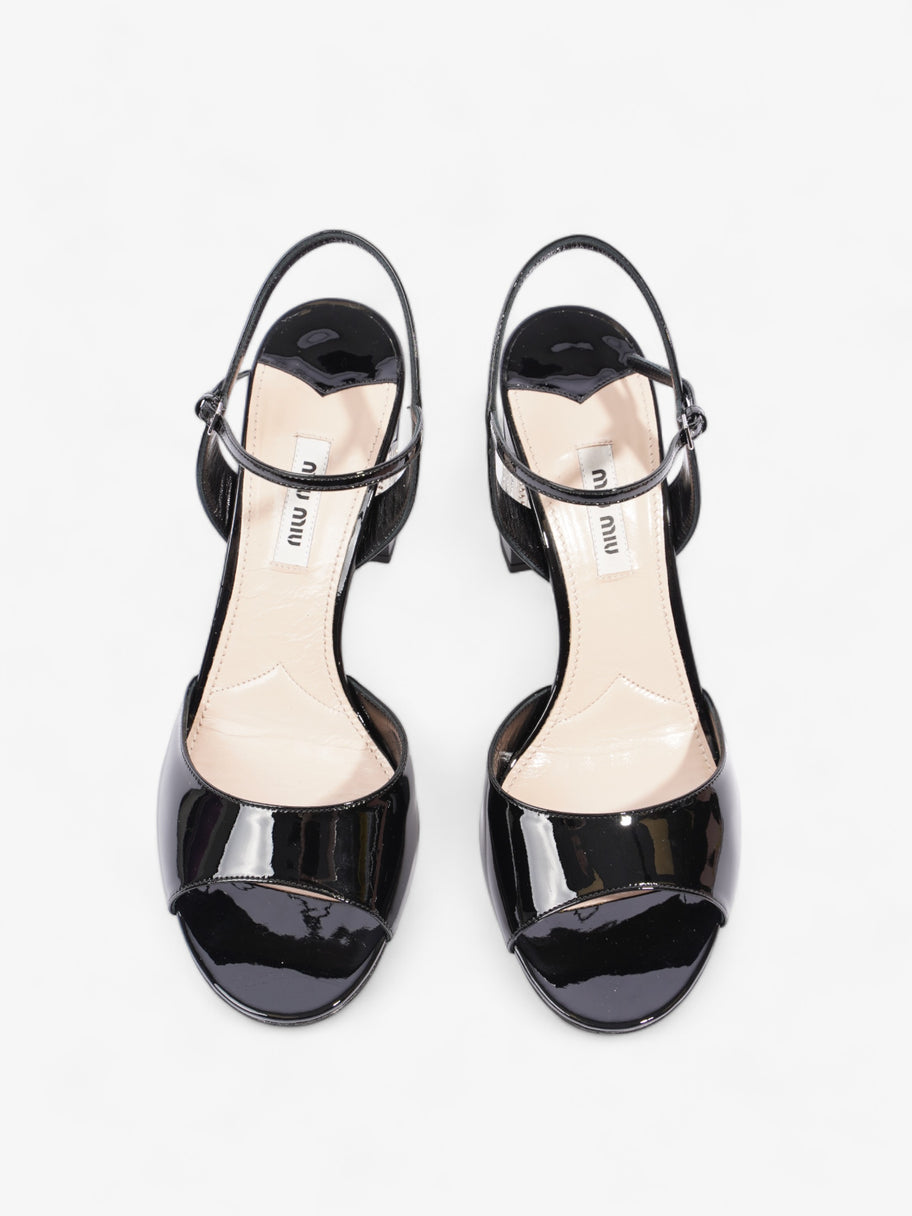 Miu Miu Slingback Sandals with Crystal Embellished Heel 75mm Black Patent Leather EU 40 UK 7 Image 8