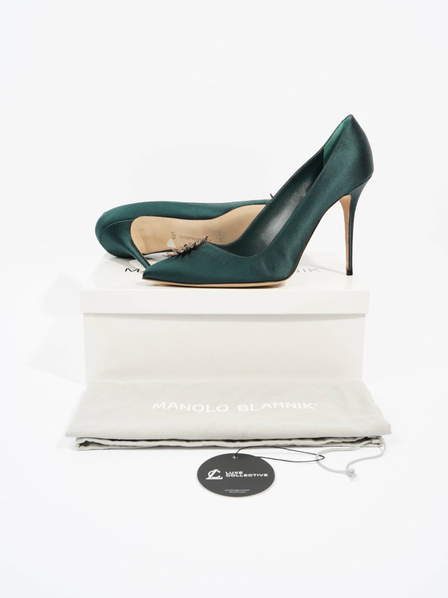 Manolo Blahnik Pump 105 Dark Green Satin EU 40.5 UK 7.5 Image 9