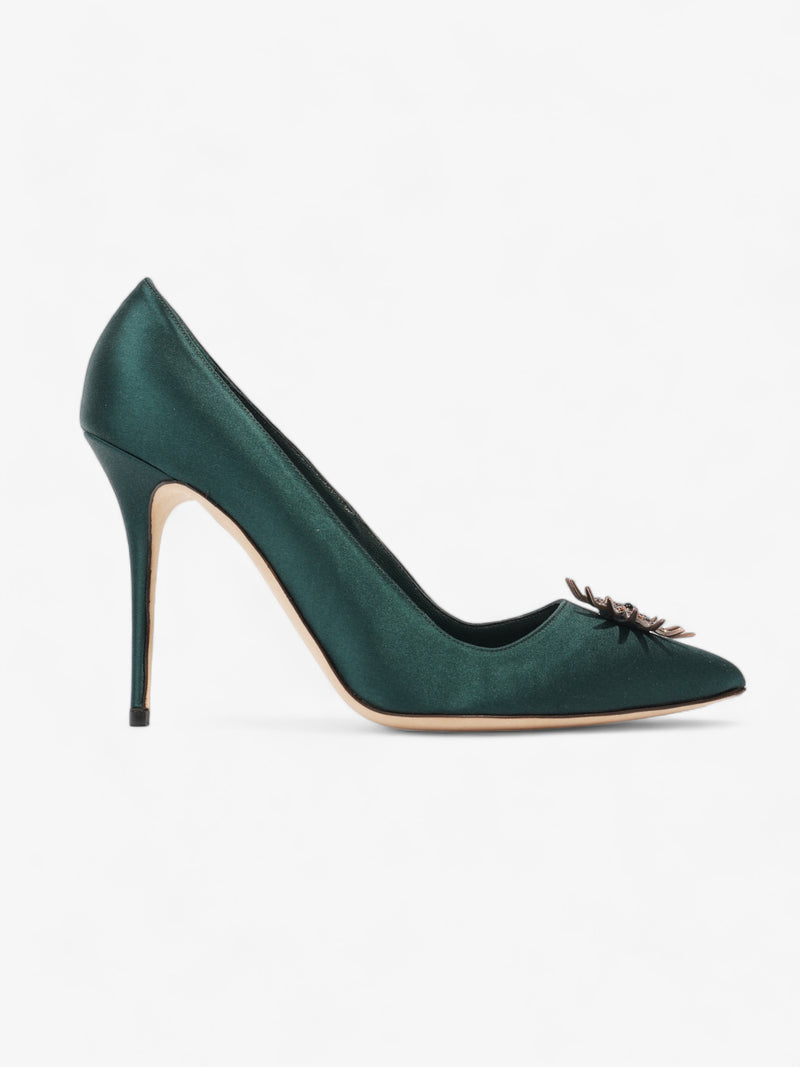  Manolo Blahnik Pump 105 Dark Green Satin EU 40.5 UK 7.5