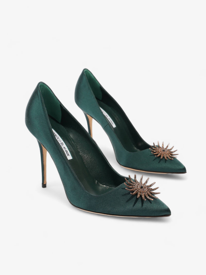  Manolo Blahnik Pump 105 Dark Green Satin EU 40.5 UK 7.5