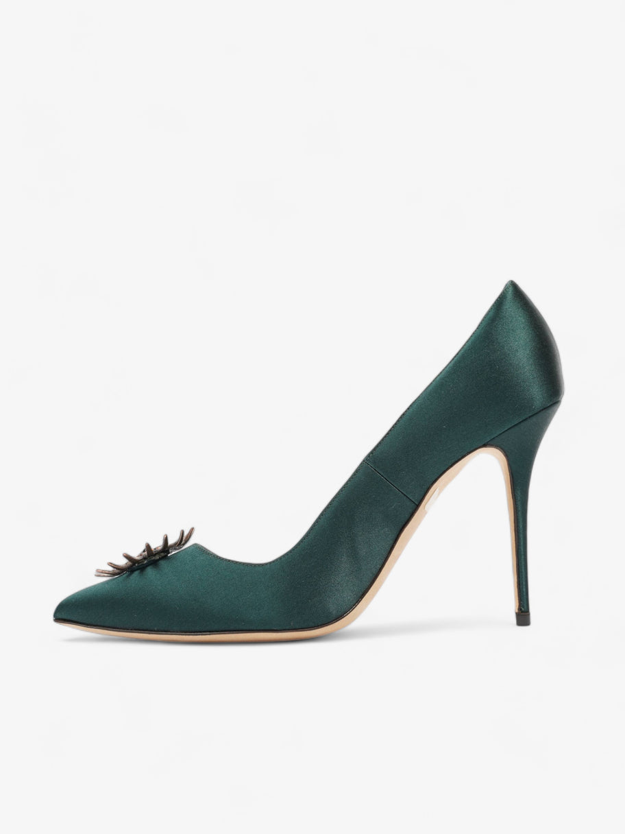 Manolo Blahnik Pump 105 Dark Green Satin EU 40.5 UK 7.5 Image 3