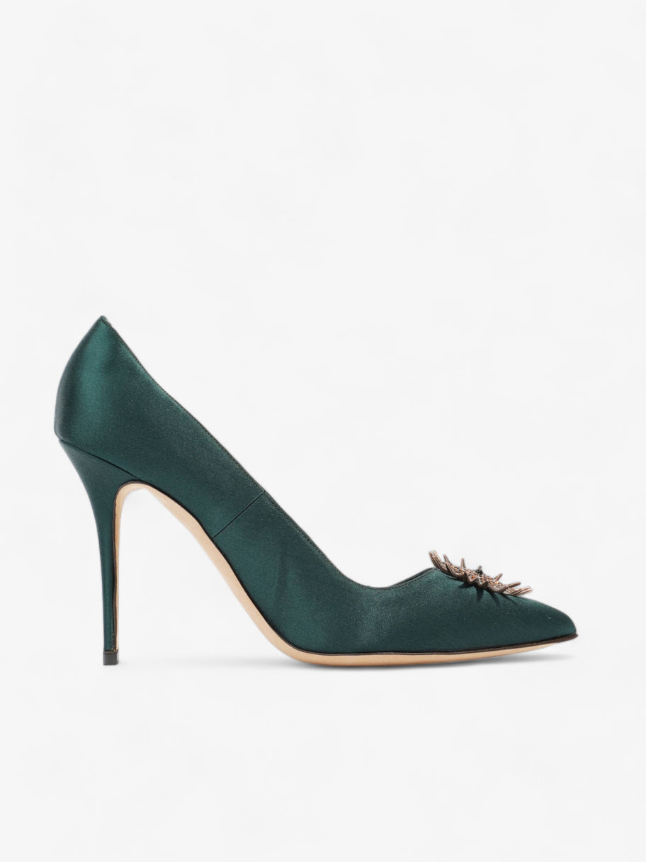 Manolo Blahnik Pump 105 Dark Green Satin EU 40.5 UK 7.5 Image 4