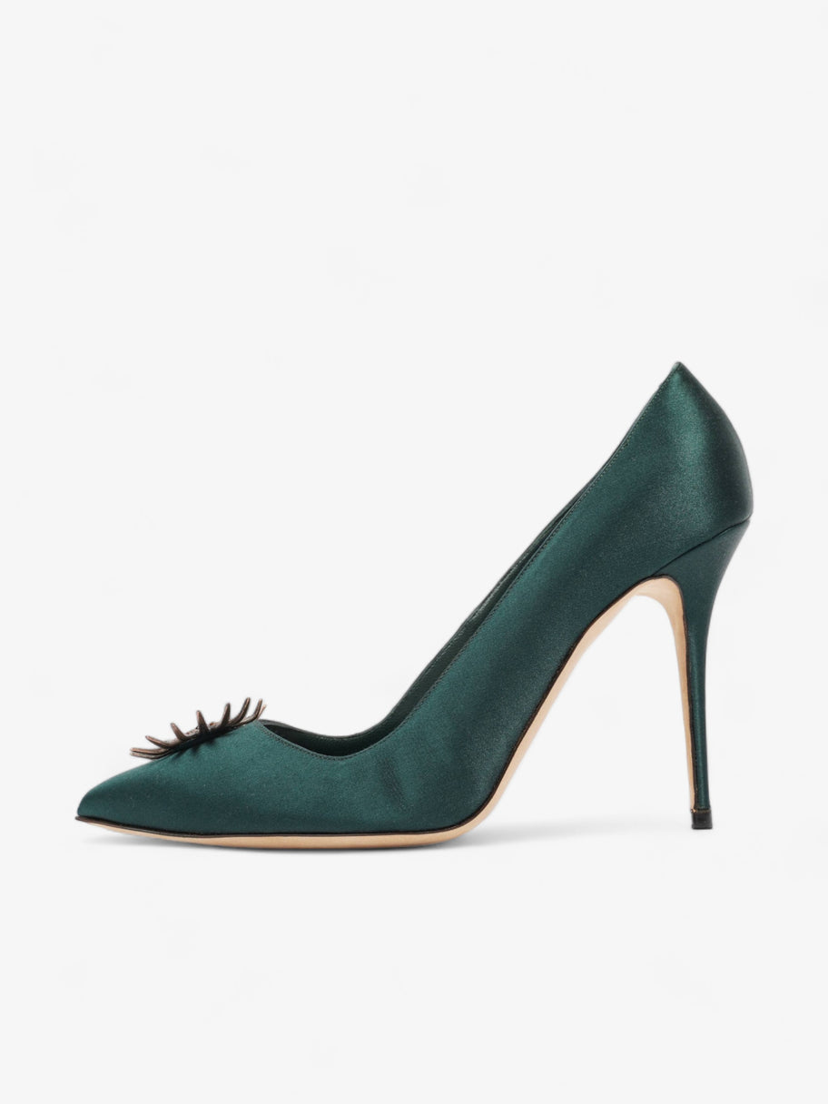 Manolo Blahnik Pump 105 Dark Green Satin EU 40.5 UK 7.5 Image 5