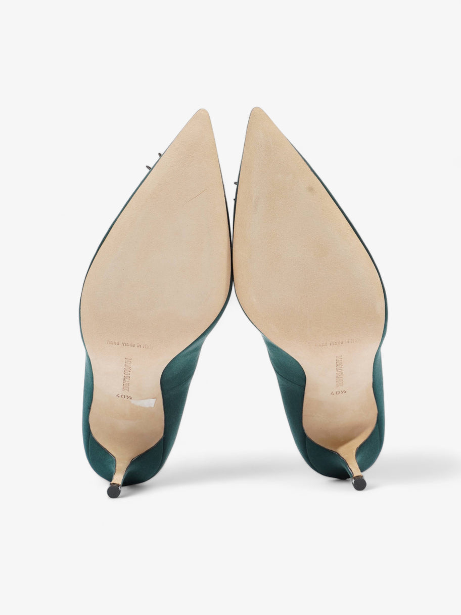 Manolo Blahnik Pump 105 Dark Green Satin EU 40.5 UK 7.5 Image 7