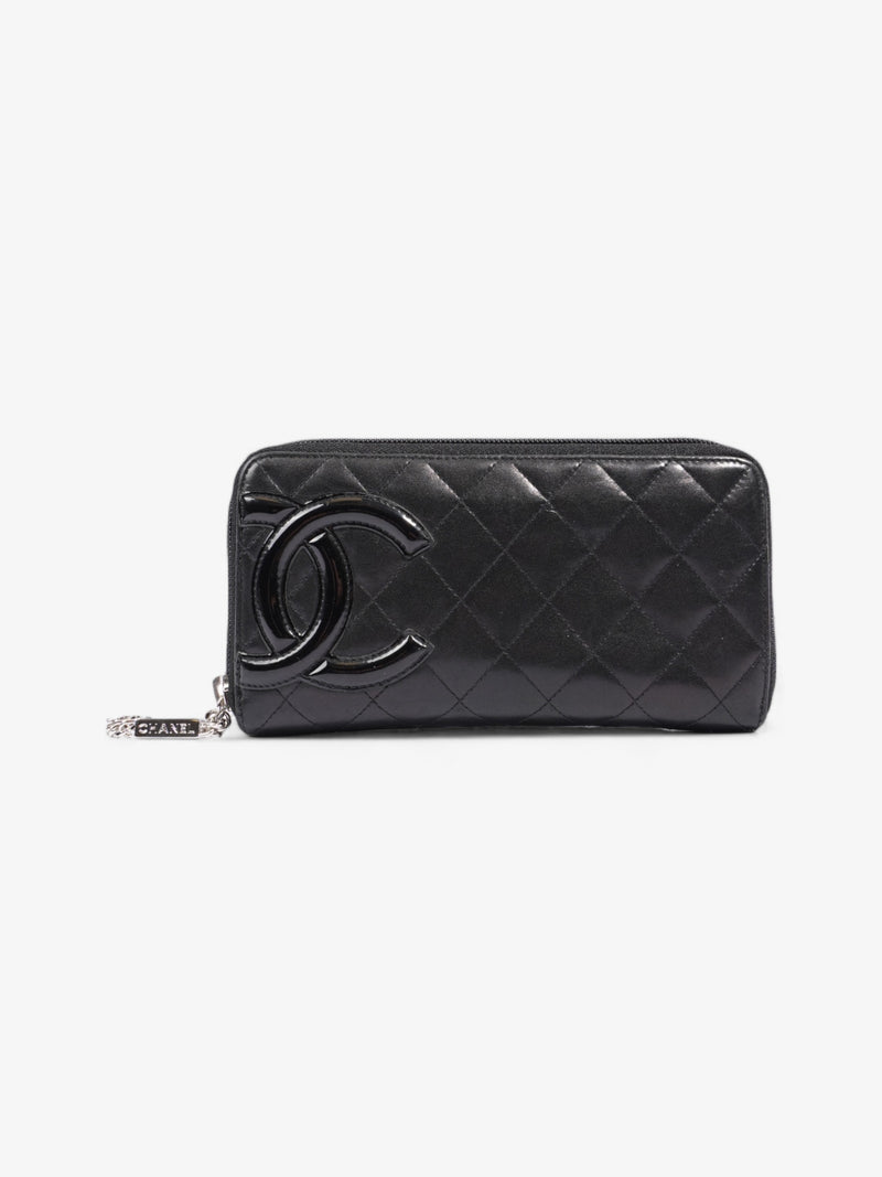  CC Cambon Long Zipper Bifold Wallet Black Leather