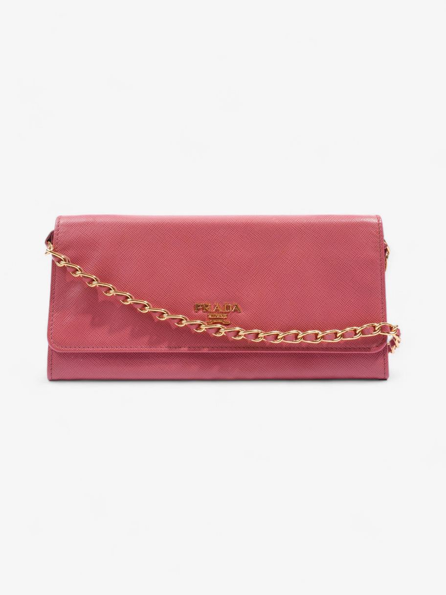 Prada Wallet On Chain Pink Saffiano Leather Image 1