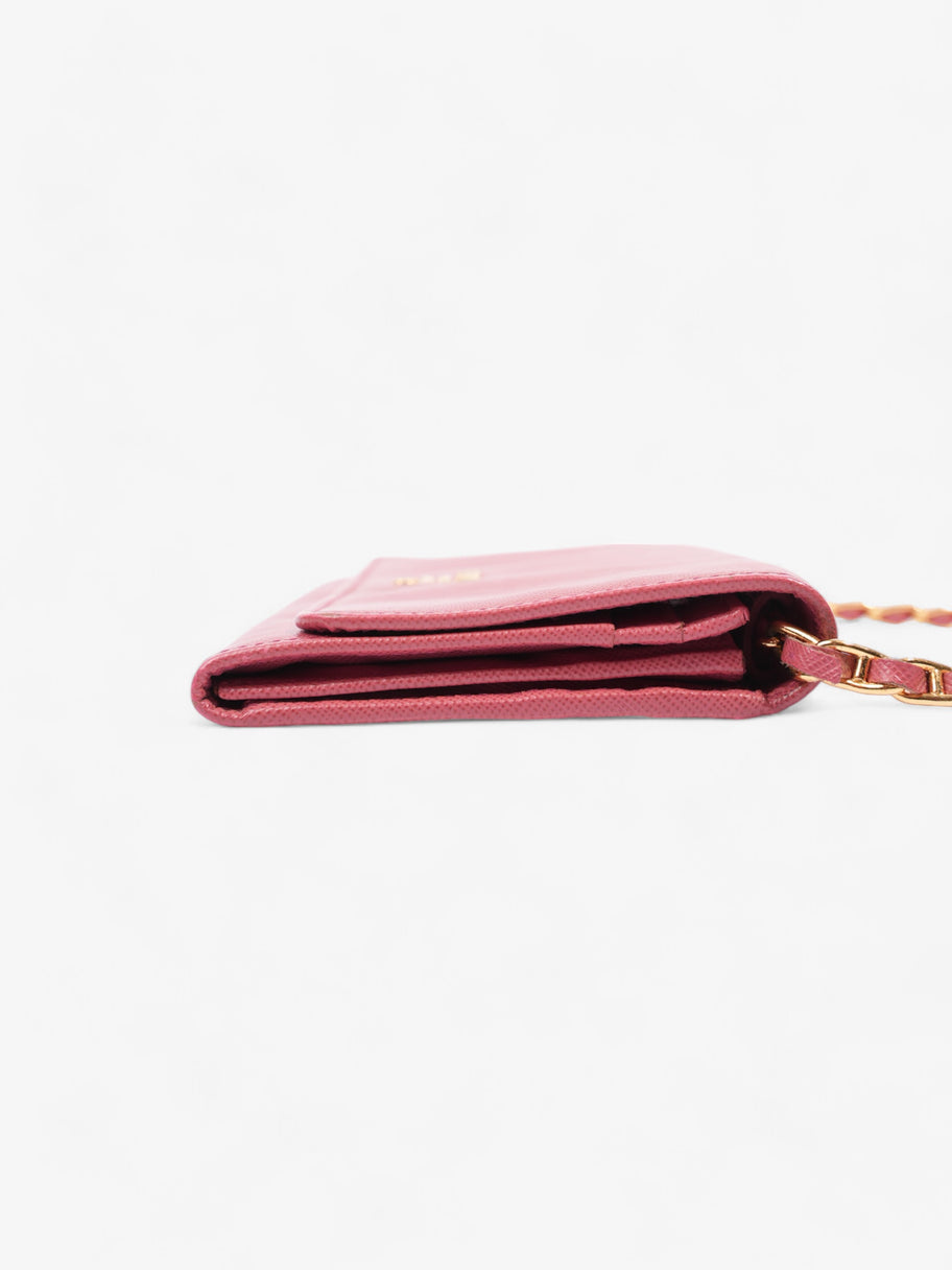 Prada Wallet On Chain Pink Saffiano Leather Image 3