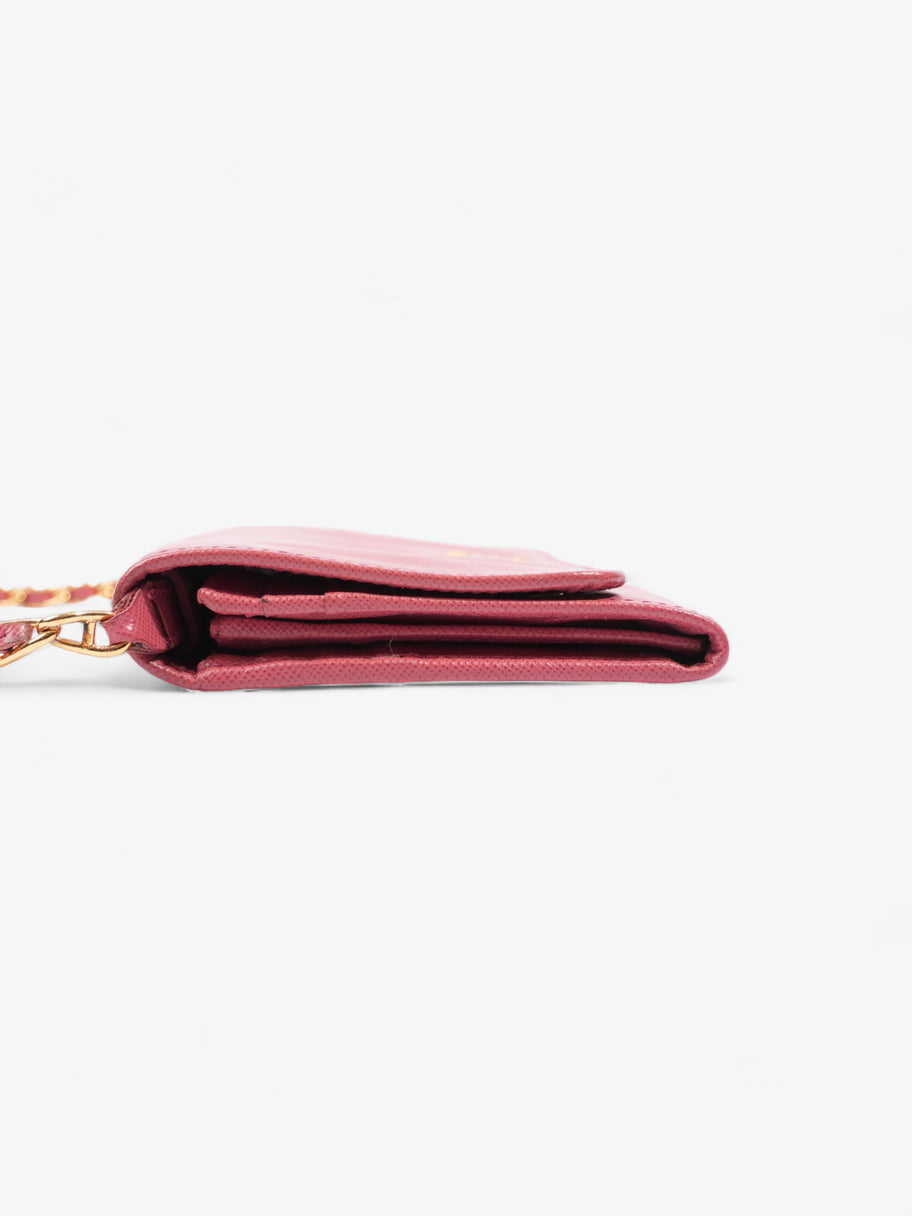 Prada Wallet On Chain Pink Saffiano Leather Image 5