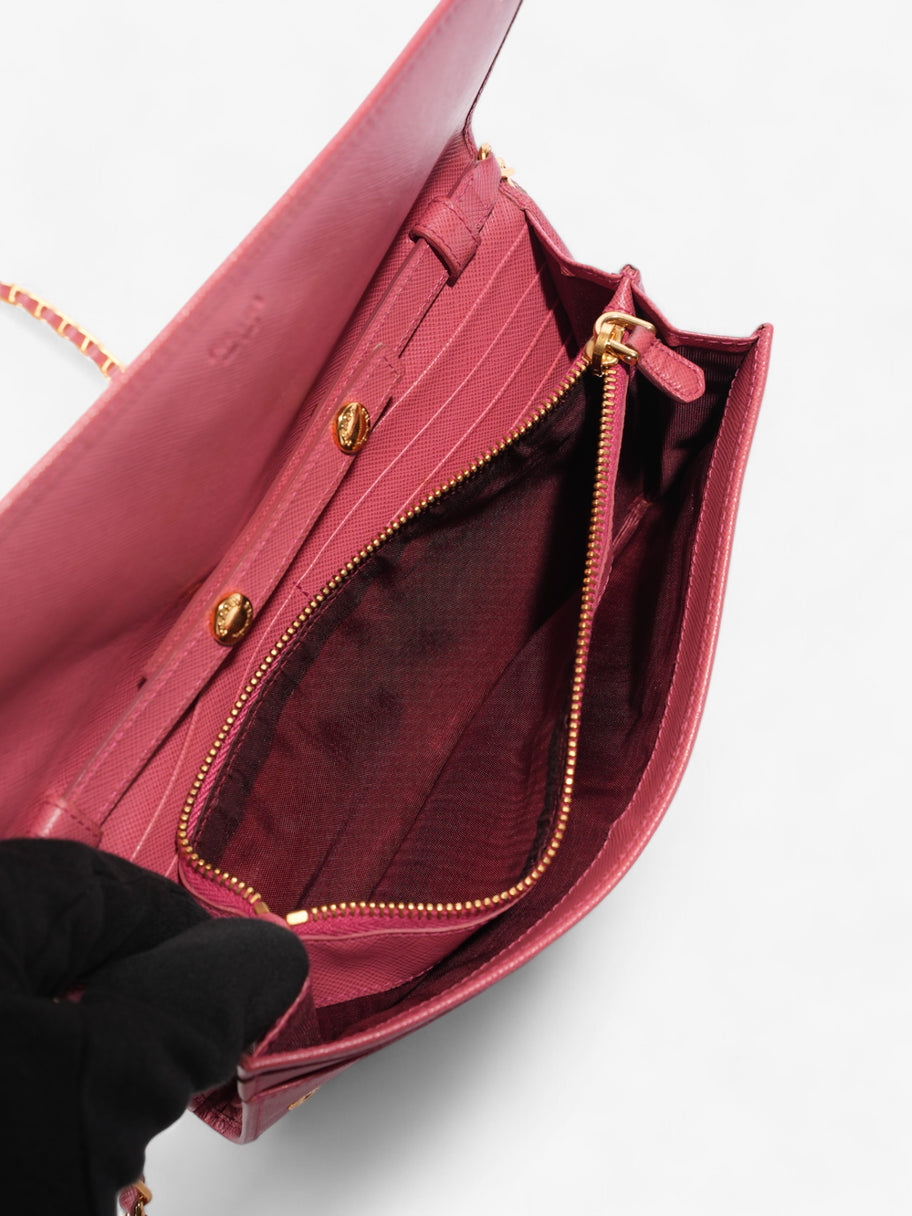 Prada Wallet On Chain Pink Saffiano Leather Image 6