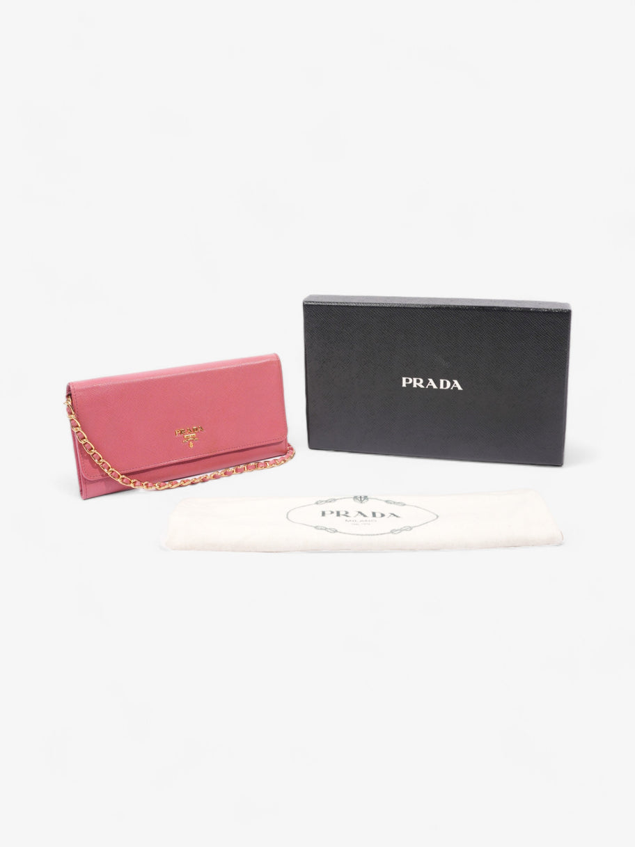 Prada Wallet On Chain Pink Saffiano Leather Image 7