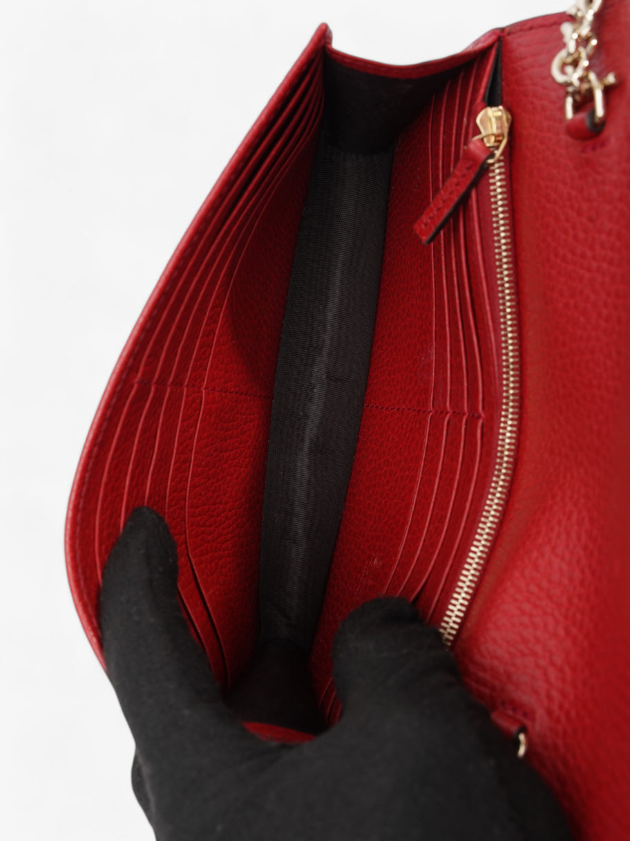 Gucci Interlocking G Leather Chain Wallet Red Leather Image 9