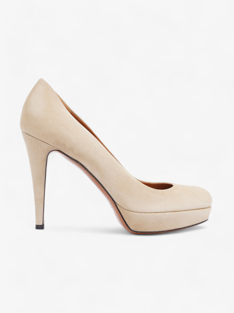  Gucci Platform Pump 100 Cream Suede EU 38.5 UK 5.5