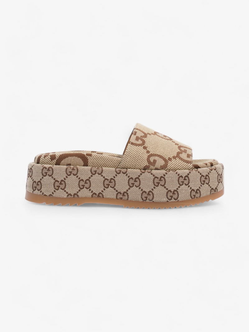  Gucci GG Platform Sandals Beige  / Brown Canvas EU 35 UK 2