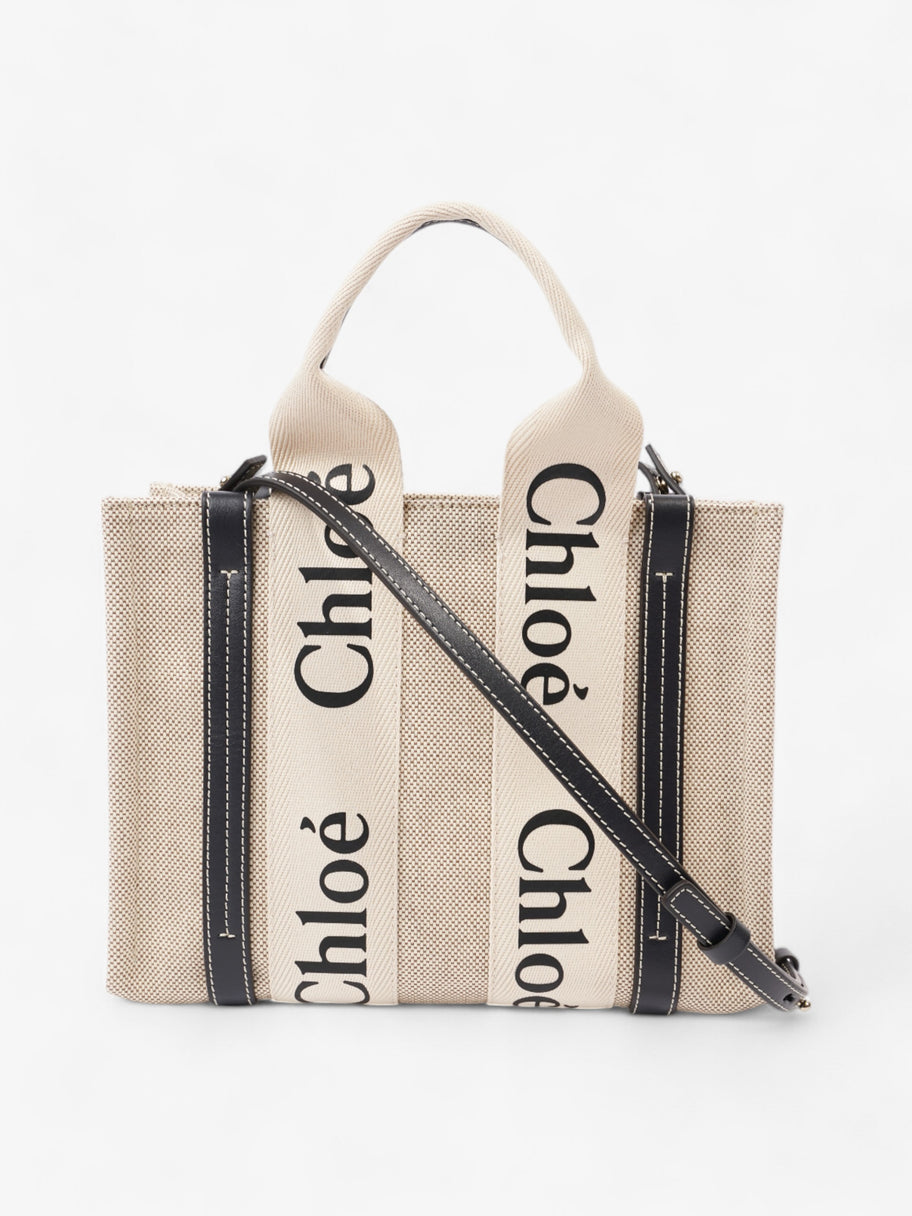 Chloe Woody Tote White / Blue Canvas Small Image 1