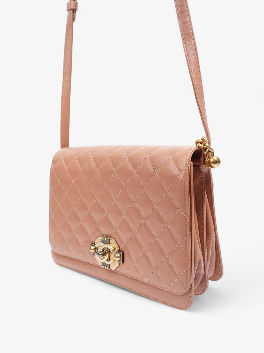 Quilted Diamond Flap Pink Leather Image 8