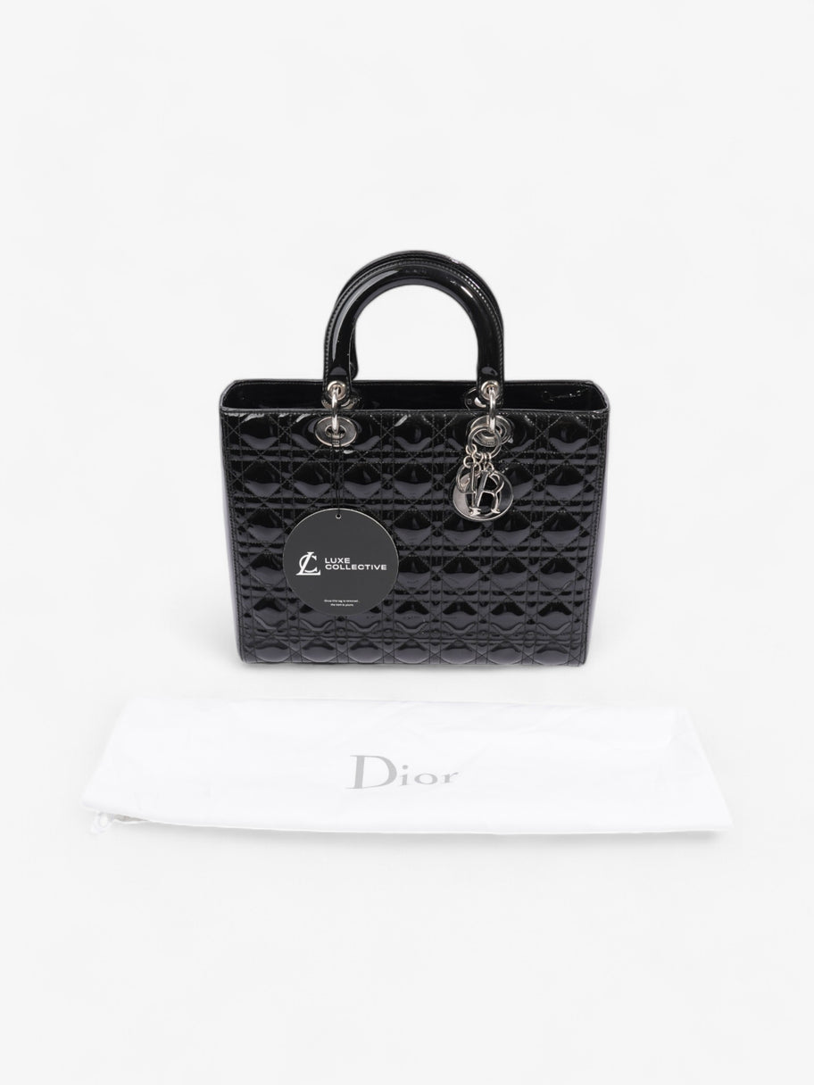 Christian Dior Lady Dior Black Patent Leather Large Image 11