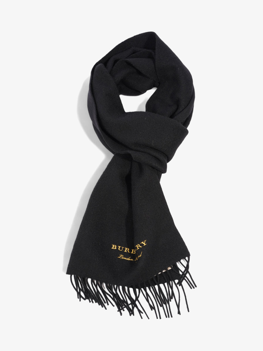 Burberry Logo Scarf Black / Yellow Cashmere Image 5