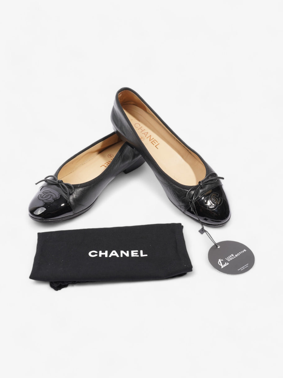 Chanel CC Ballerina Pumps Black Leather EU 37.5 UK 4.5 Image 10