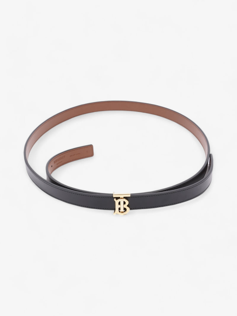  Burberry TB Reversible Belt Black / Gold / Brown Leather Large - 137cm