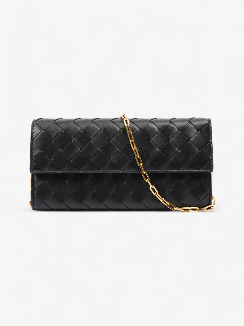  Bottega Veneta Wallet On Chain Black Intrecciato Leather