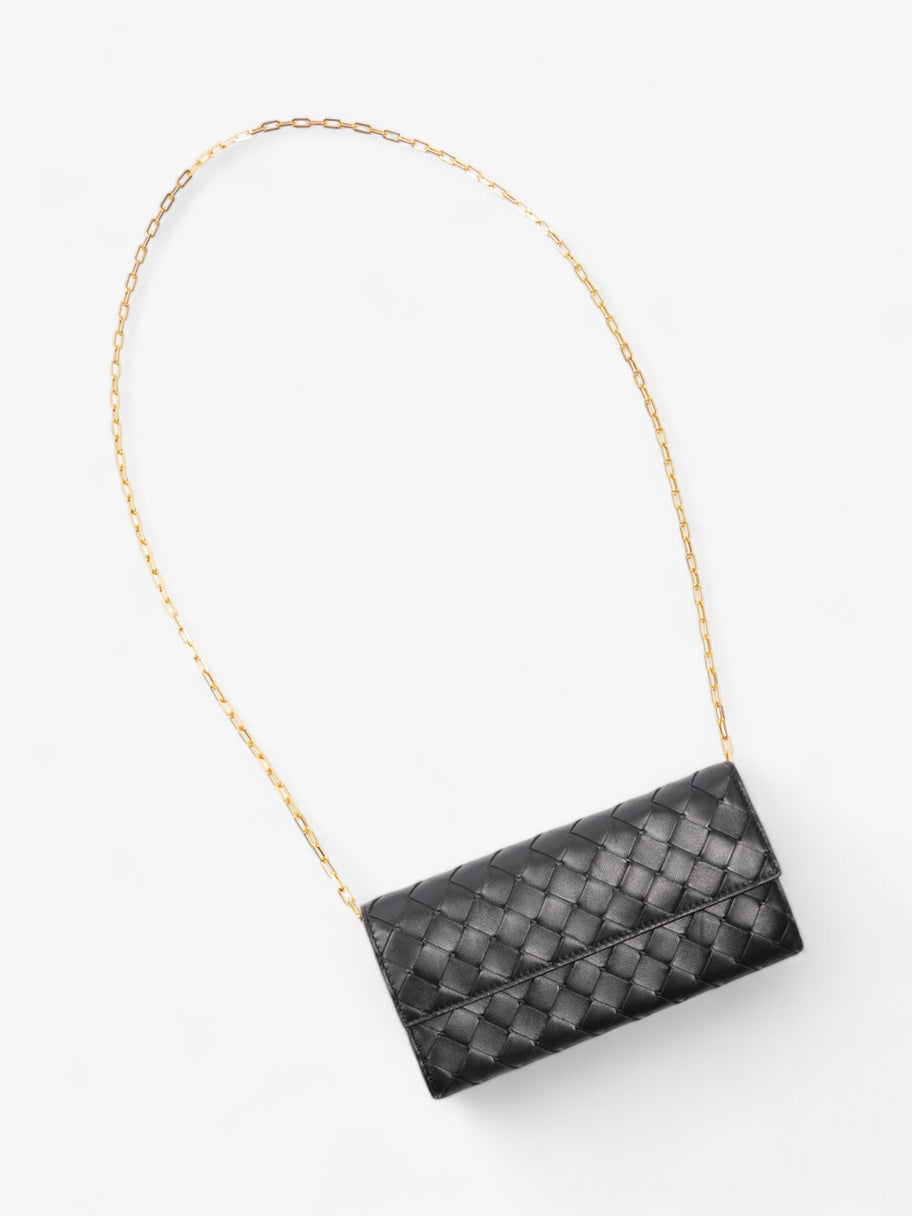 Bottega Veneta Wallet On Chain Black Intrecciato Leather Image 6