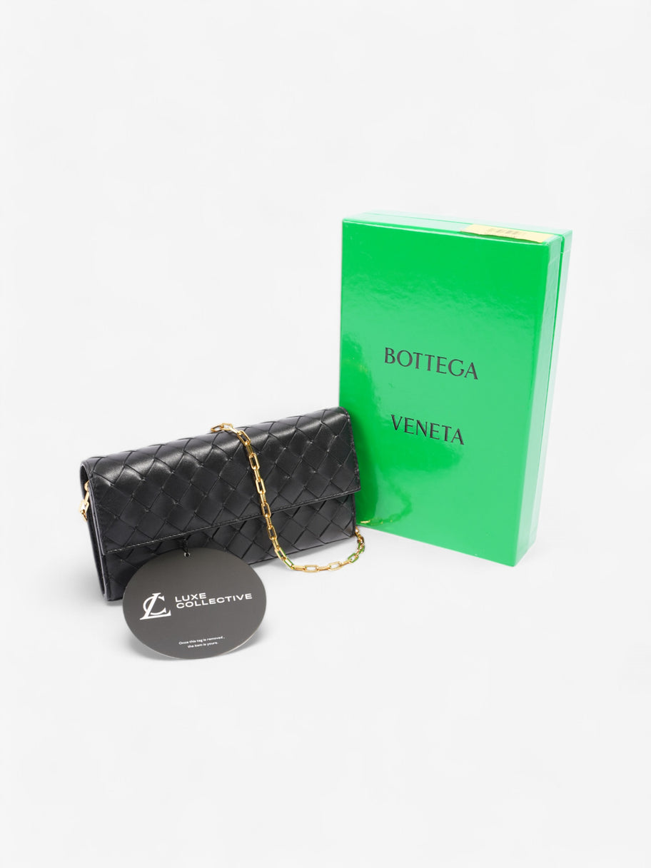 Bottega Veneta Wallet On Chain Black Intrecciato Leather Image 9