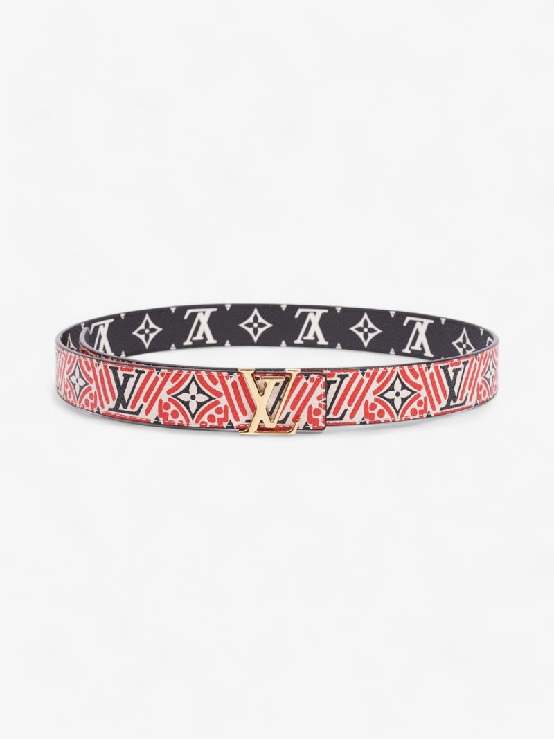  Louis Vuitton Crafty Iconic Reversible Belt Red / Black / White Coated Canvas 80cm 32