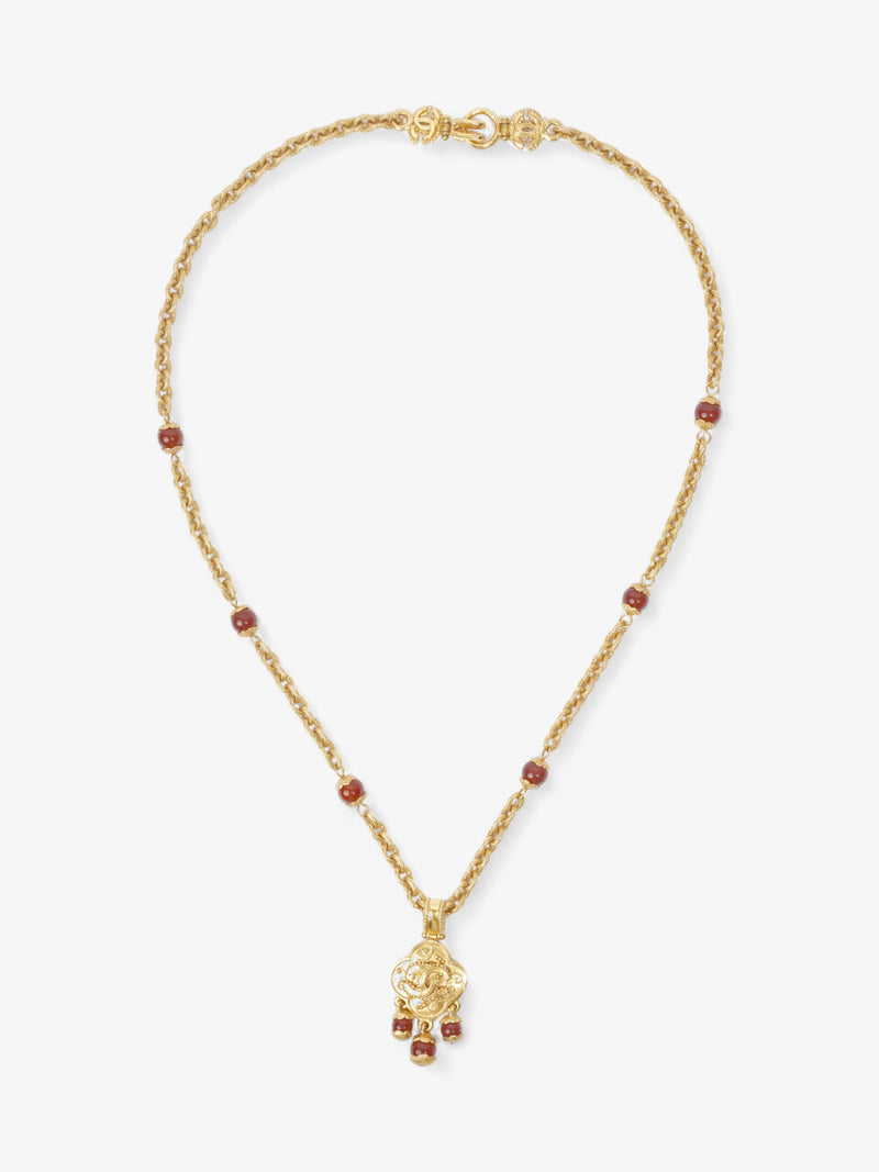  Chanel CC Pendant Chain Gold / Burgundy Base Metal