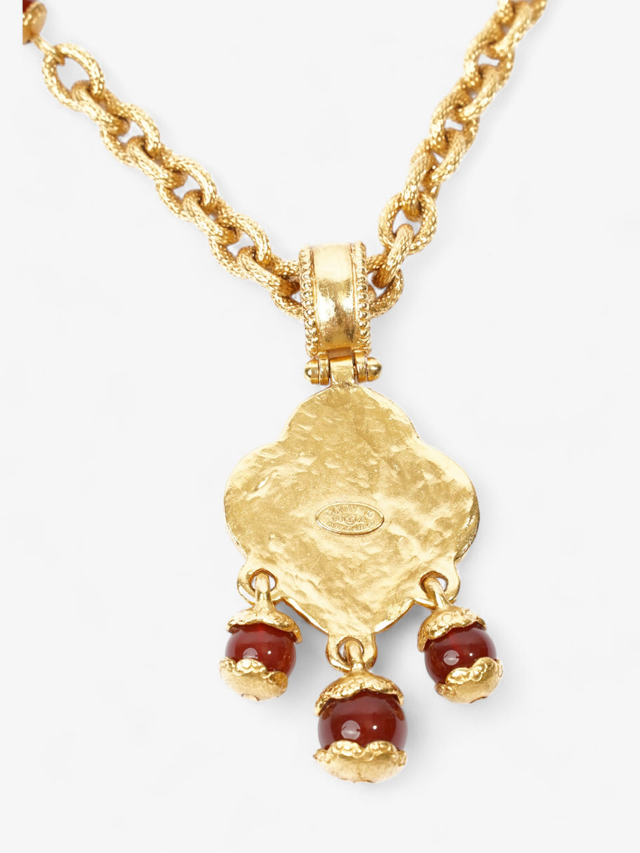 Chanel CC Pendant Chain Gold / Burgundy Base Metal Image 5