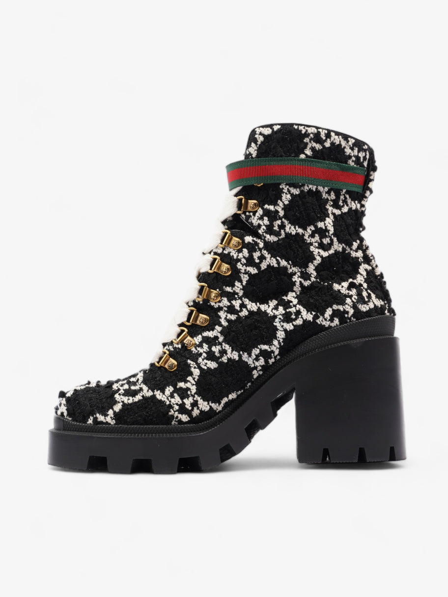 Gucci Lace Up Ankle Boots 90mm Black / White Tweed EU 41 UK 7 Image 3