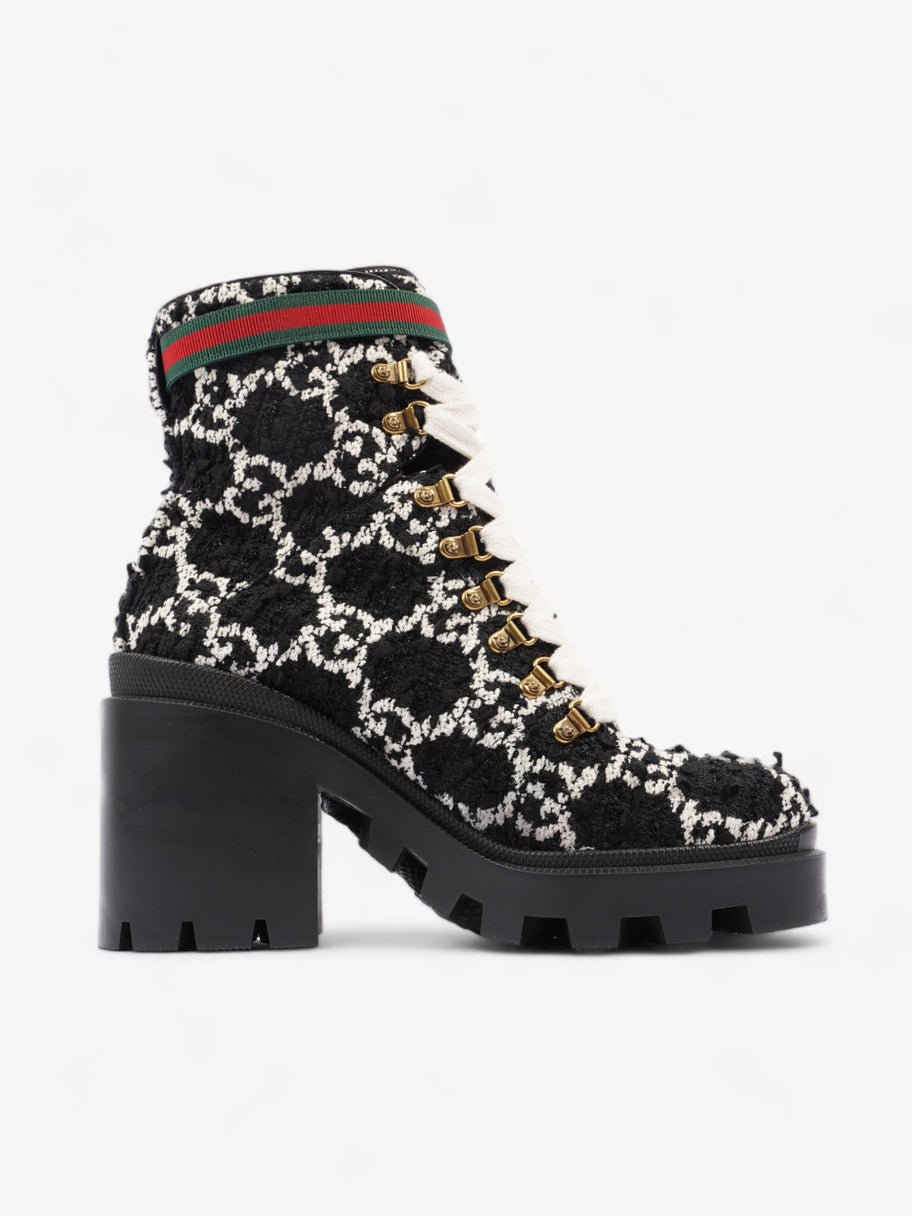 Gucci Lace Up Ankle Boots 90mm Black / White Tweed EU 41 UK 7 Image 4