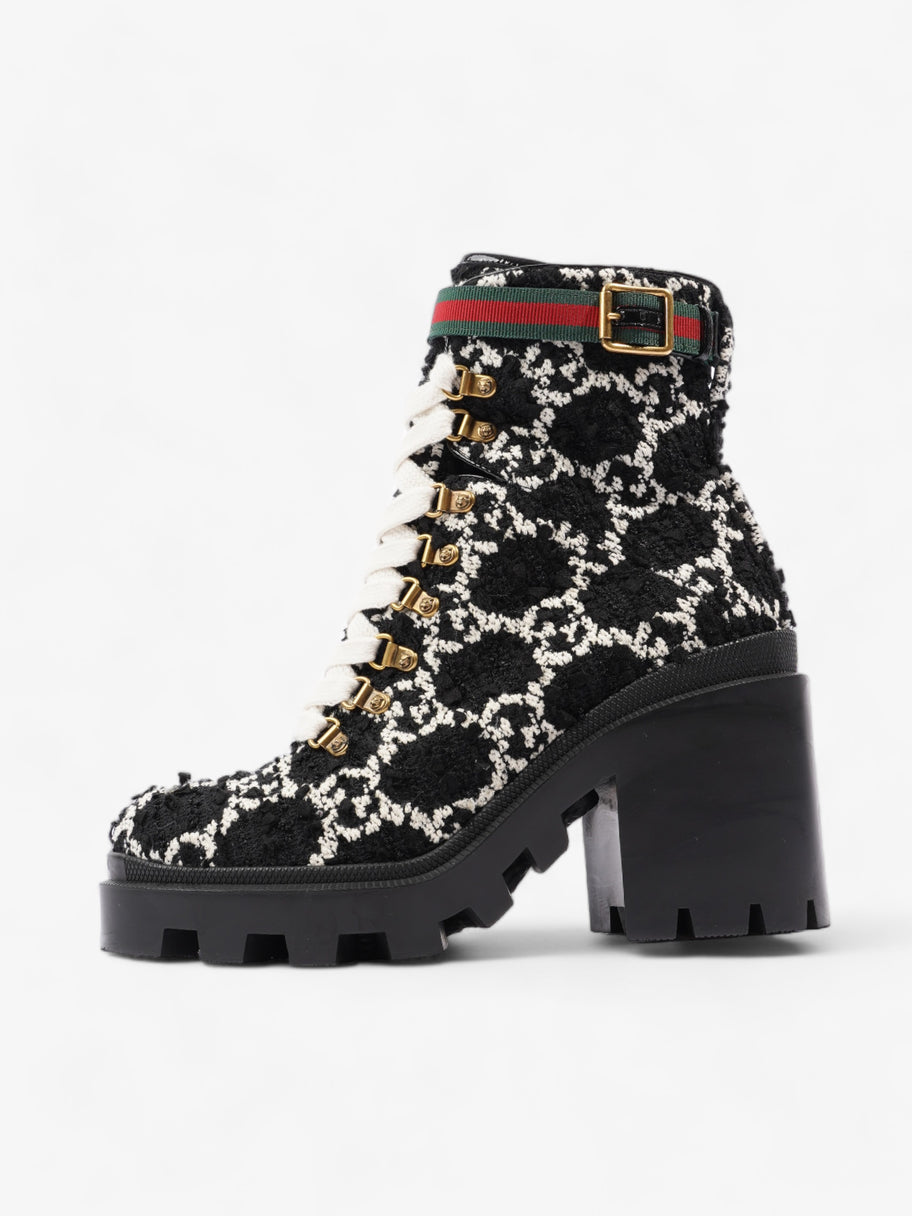 Gucci Lace Up Ankle Boots 90mm Black / White Tweed EU 41 UK 7 Image 5