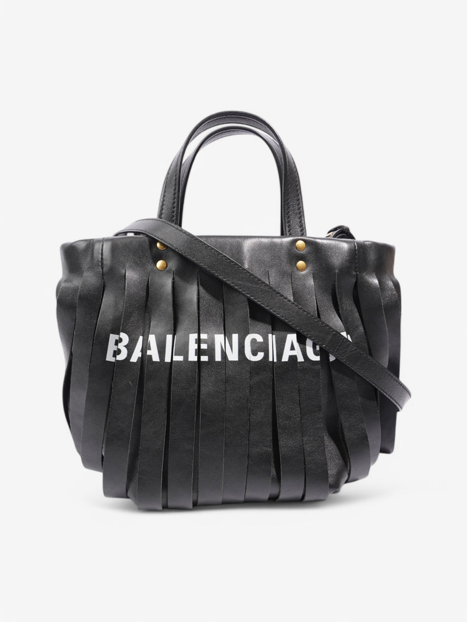 Balenciaga Cabas Laundry Fringe Black / White Leather Image 1