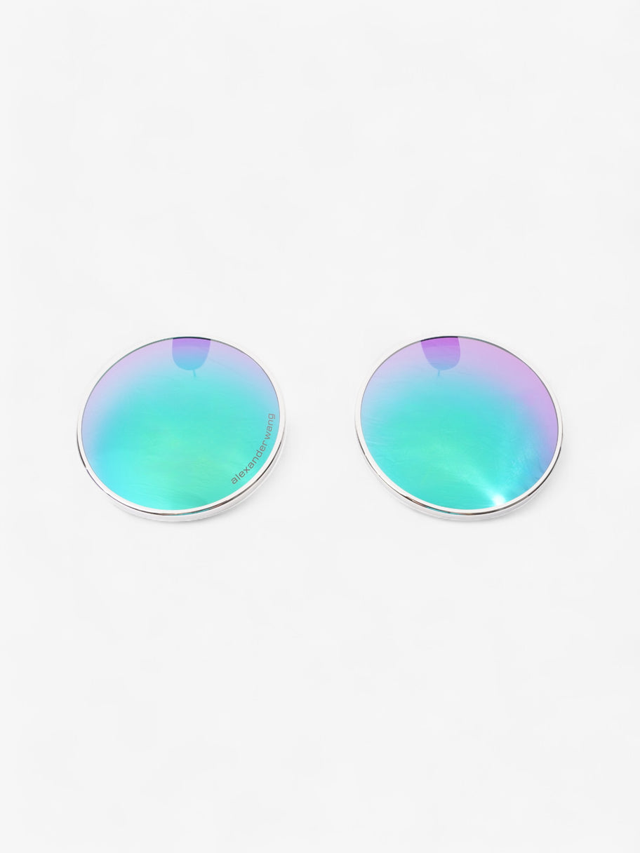 Lens Earring Metallic Green Stainless Steel Image 1