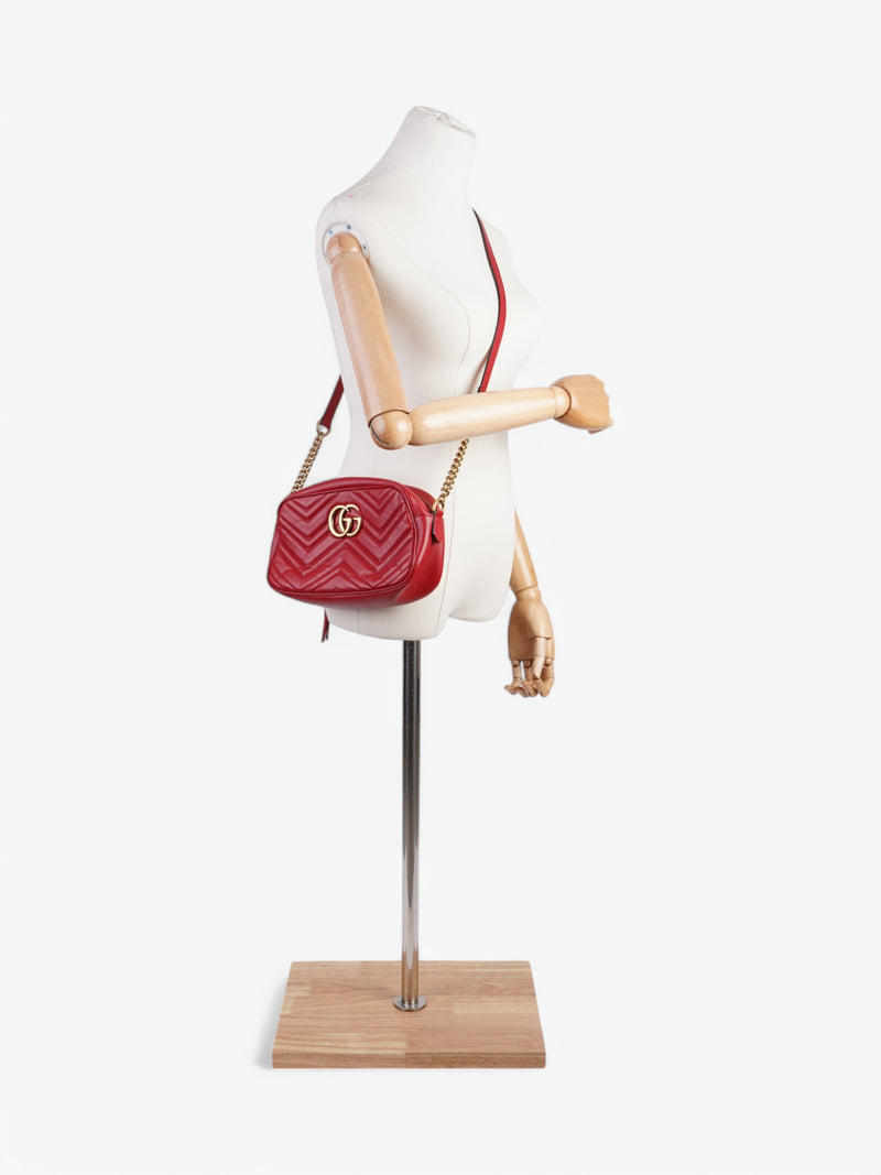  Gucci Marmont Zip Red Matelasse Leather Small