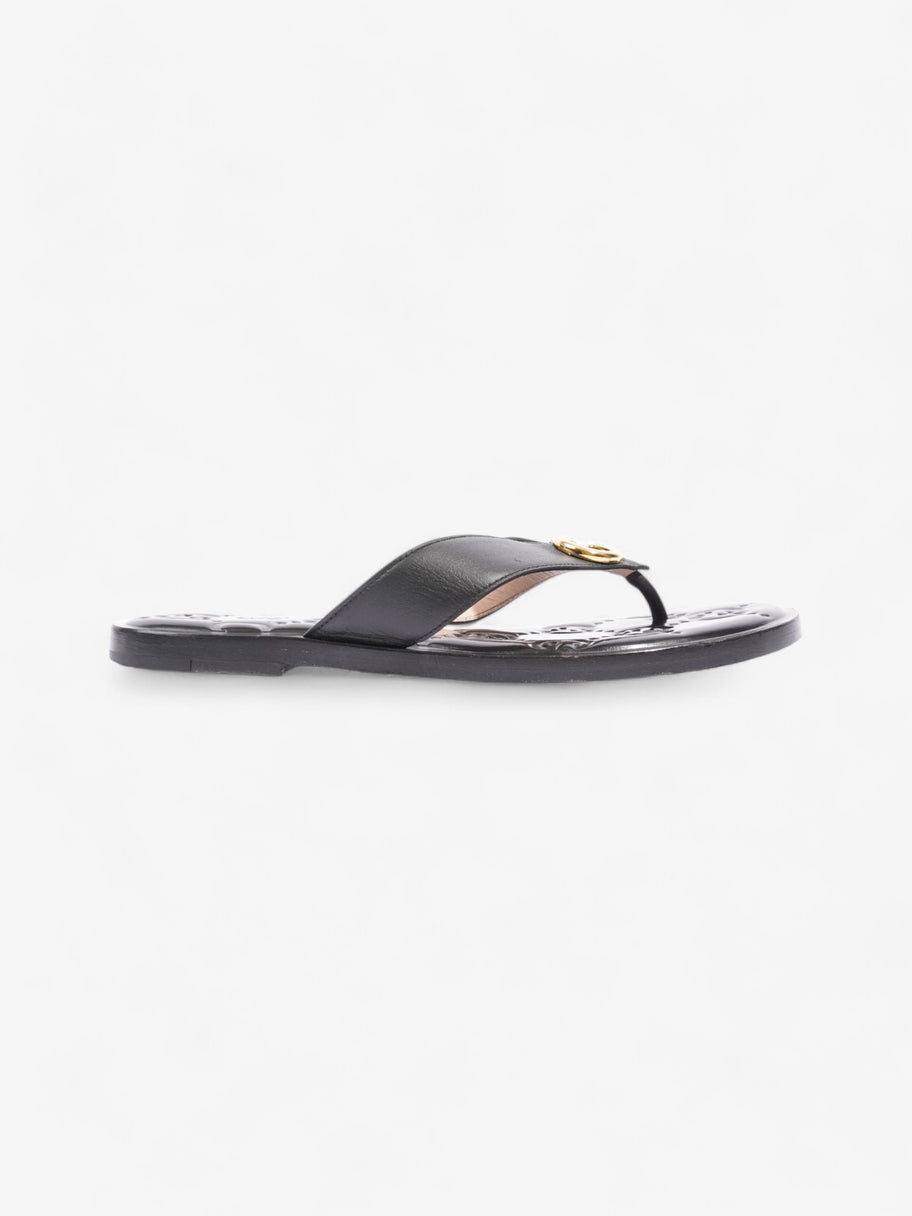 Gucci Interlocking GG Thong Sandals Black / Gold Leather EU 40.5 UK 7.5 Image 1