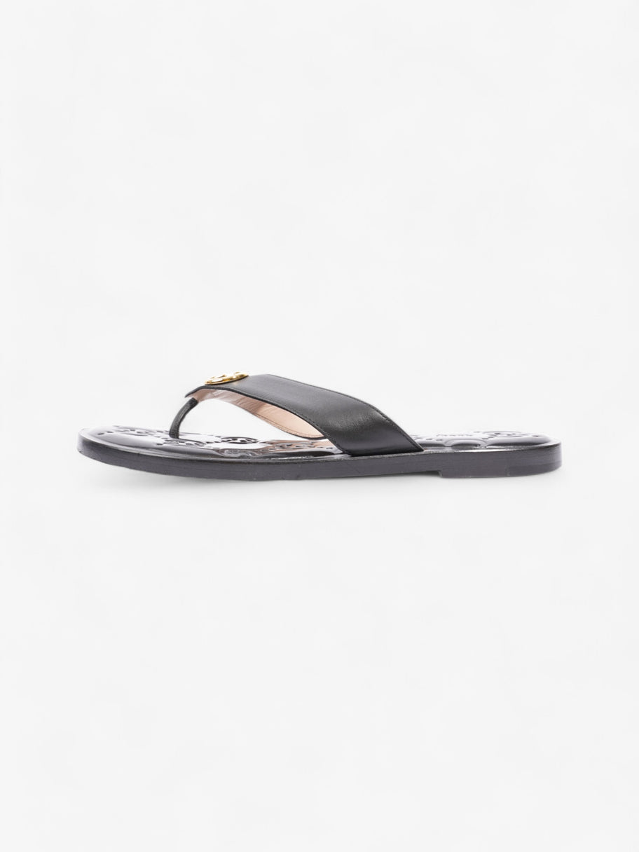 Gucci Interlocking GG Thong Sandals Black / Gold Leather EU 40.5 UK 7.5 Image 5