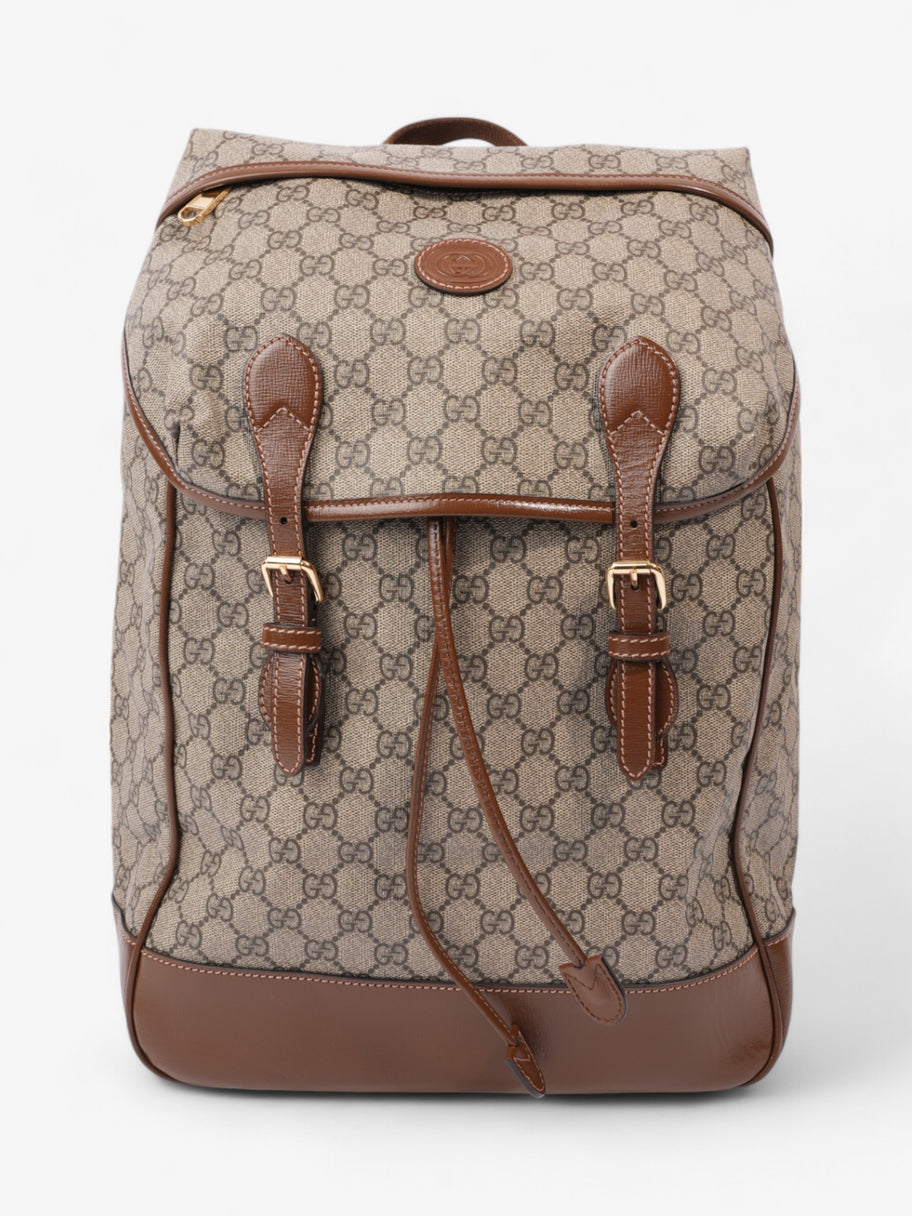 Gucci Backpack with Interlocking G GG Supreme / Brown Coated Canvas Image 1