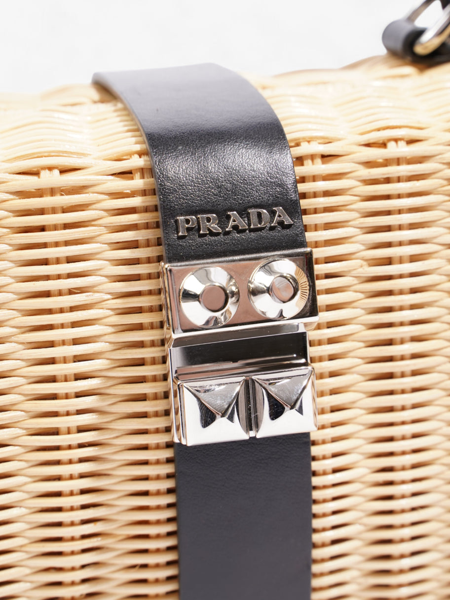 Prada Wicker Top Handle Black / Natural Wicker Image 8