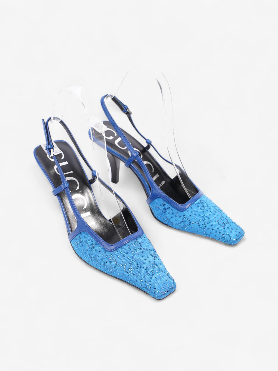 Gucci GG Slingback Pumps 70mm Blue Fabric EU 35 UK 2 Image 2