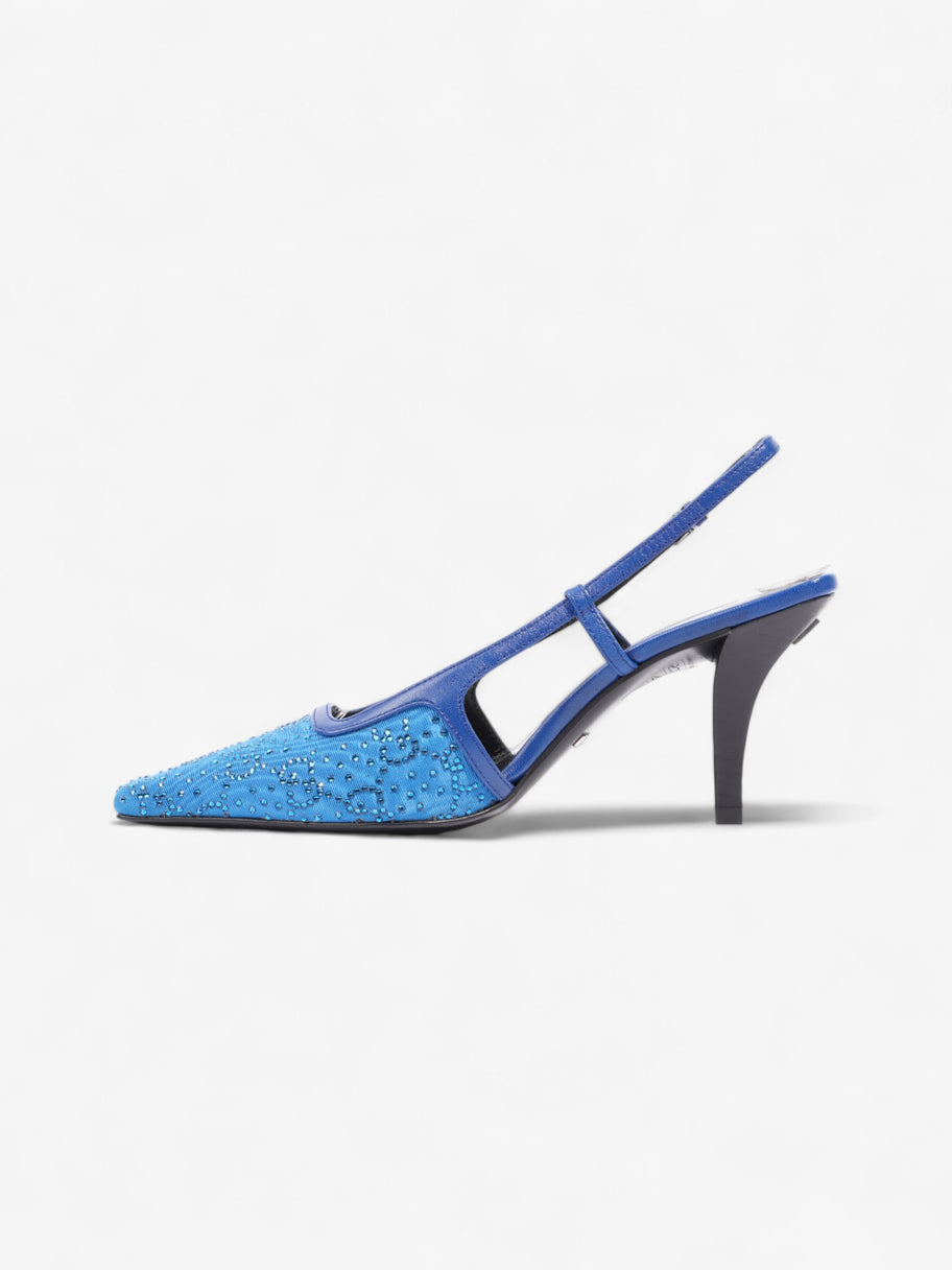 Gucci GG Slingback Pumps 70mm Blue Fabric EU 35 UK 2 Image 3