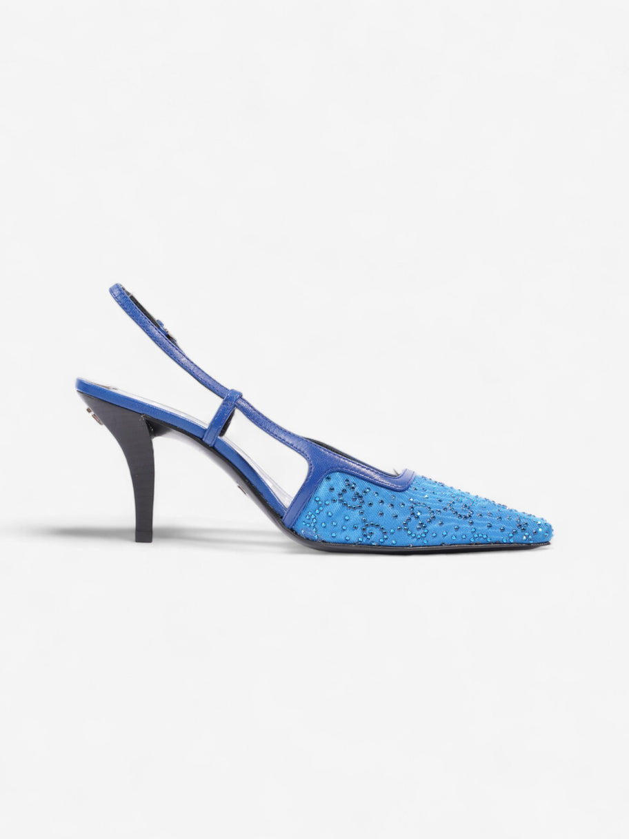 Gucci GG Slingback Pumps 70mm Blue Fabric EU 35 UK 2 Image 4