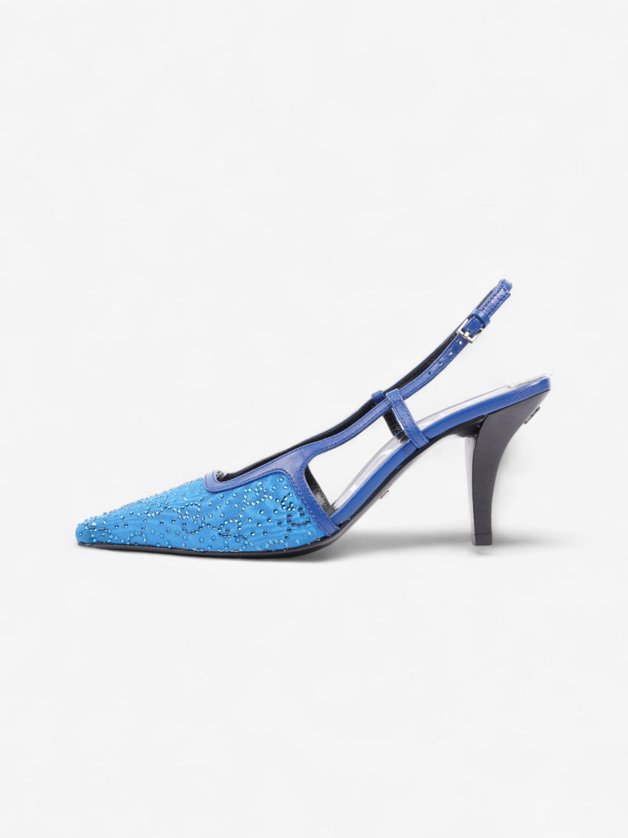 Gucci GG Slingback Pumps 70mm Blue Fabric EU 35 UK 2 Image 5